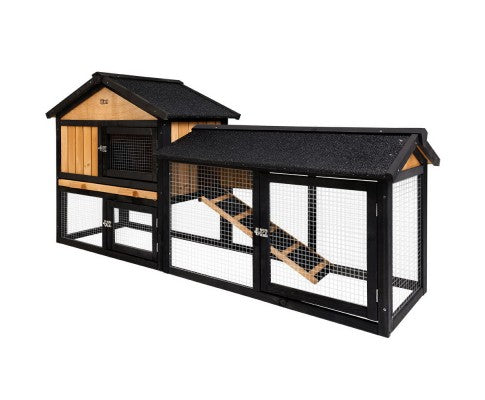 Large Waterproof Wooden Pet Rabbit Chicken Hutch Coop with Metal Run-0