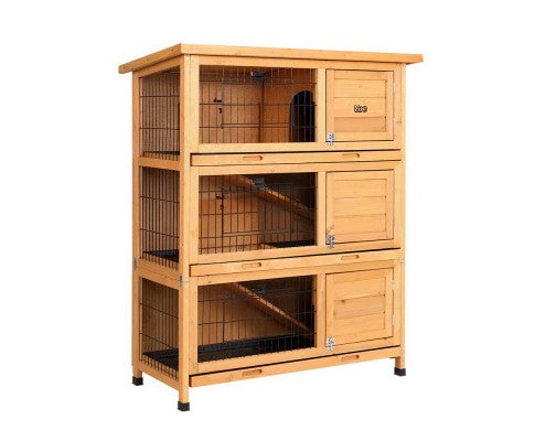 Large Waterproof Wooden Pet Rabbit Hutch with Metal Run-0