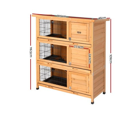 Large Waterproof Wooden Pet Rabbit Hutch with Metal Run-1