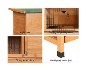 Large Waterproof Wooden Pet Rabbit Hutch with Metal Run-4