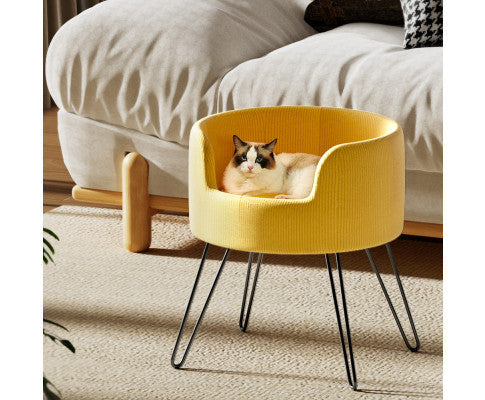 Smooth Velvet Elevated Pet Bed Sofa - Yellow-4