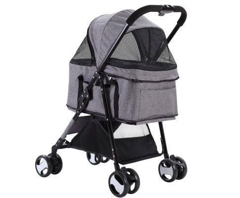 Pet Stroller & Carrier Foldable Pram 3 in 1 - Grey-2