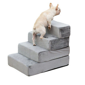 Portable 4 Step Dog Ramp - Grey-1