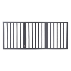 Retractable Barrier Wooden Pet Gate Dog Fence 3 Panel Grey-1