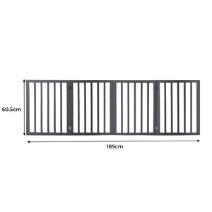 Wooden Retractable Pet Gate Dog Fence Barrier 4 Panel Grey-2