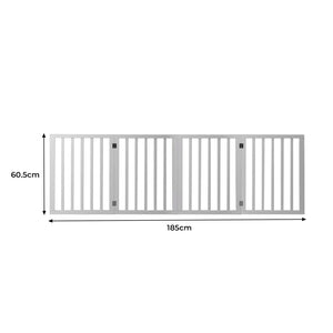 Wooden Pet Gate Retractable Barrier Portable Door 4 Panel White-2