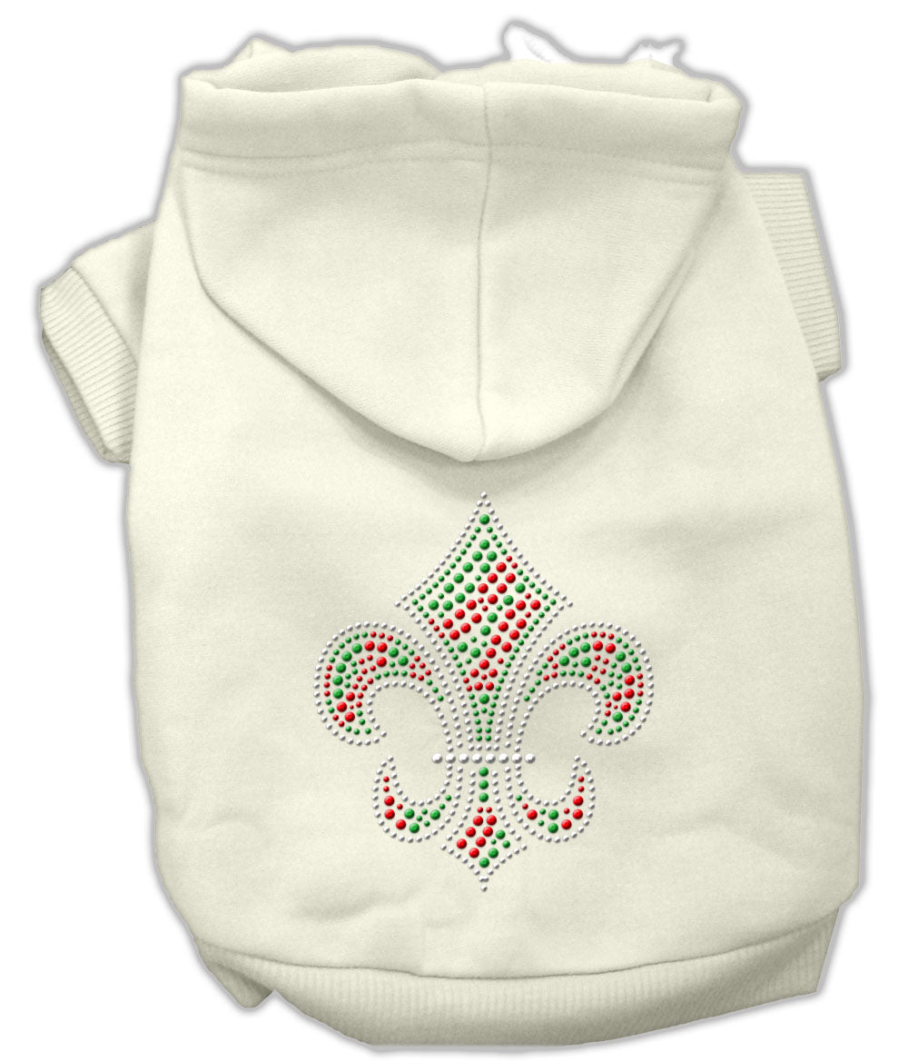 Christmas Pet Dog & Cat Hoodie Rhinestone, "Holiday Fleur De Lis"-6