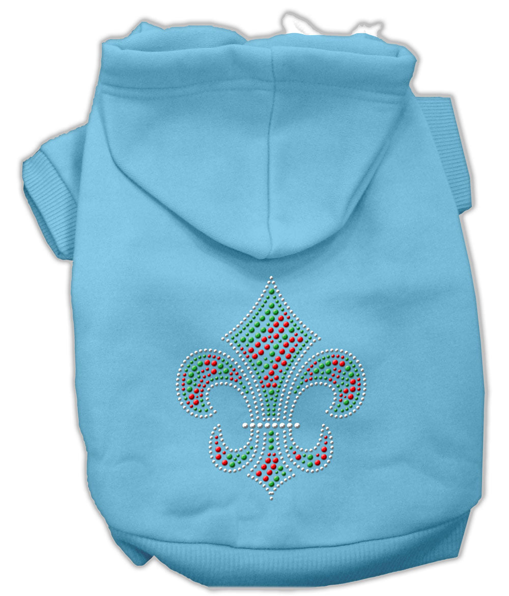 Christmas Pet Dog & Cat Hoodie Rhinestone, "Holiday Fleur De Lis"-8