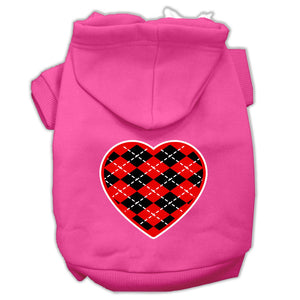 Pet Dog & Cat Hoodie Screen Printed, "Red Argyle Heart"-8