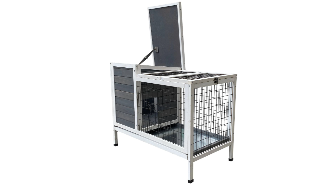 Grey Rabbit Bunny Cage Hutch Enclosure-2