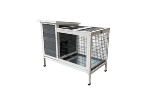 Grey Rabbit Bunny Cage Hutch Enclosure-0