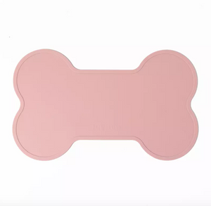 Non Slip Raised Lip Bone Pet Feeding Mat - Soft Peach-3