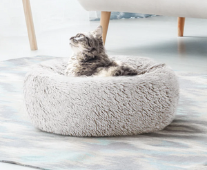 Soothing Calming Donut Pet Bed in White-4