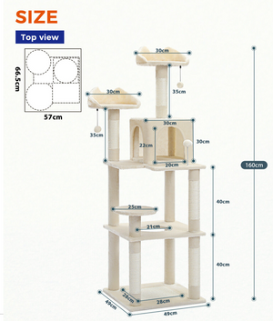 Soft Plush 160cm Cat Scratch Post in Cream-2