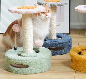 Sunflower Cat Scratcher with Play Toy-3