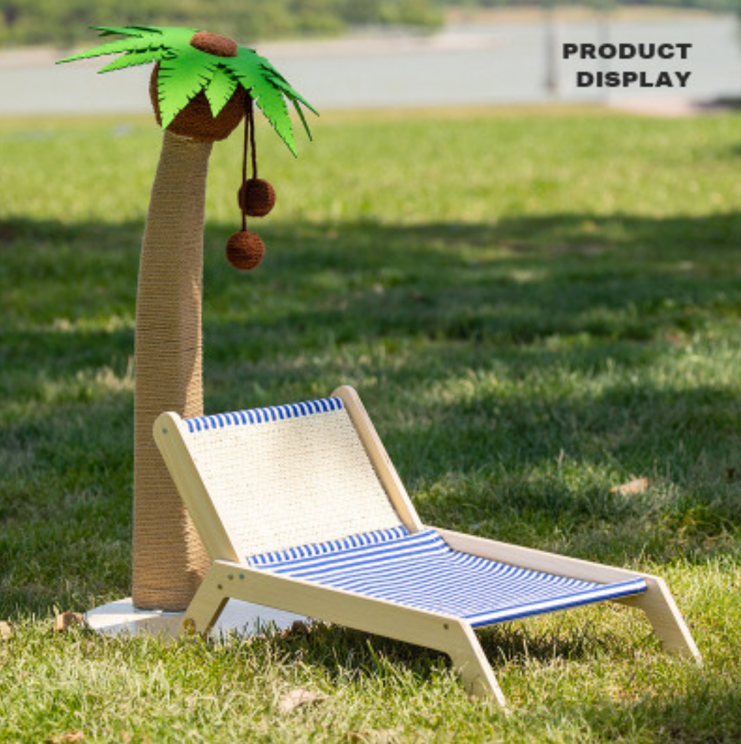 Wooden Coconut Tree Cat Lounge Chair-2