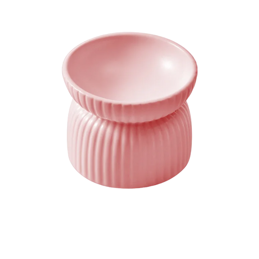 Pre Order - HOPD Ribbed Elevated Ceramic Cat Bowl in Pink-0