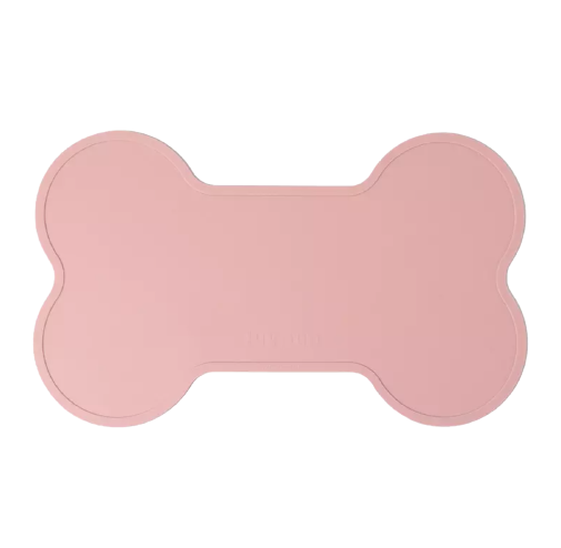 Non Slip Raised Lip Bone Pet Feeding Mat - Soft Mauve-0