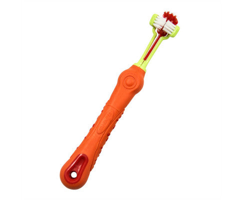 Three-Head Multi-Angle Dog Cat Toothbrush - Orange-0