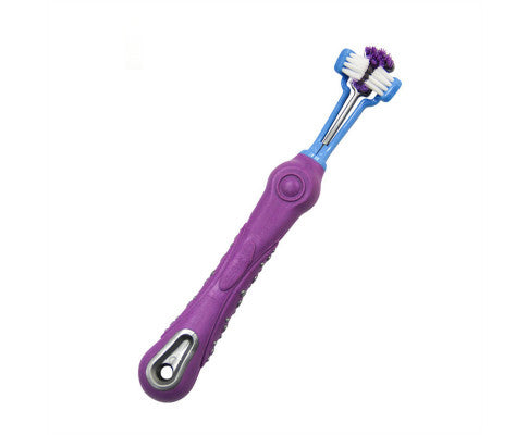 Three-Head Multi-Angle Dog Cat Toothbrush - Purple-0