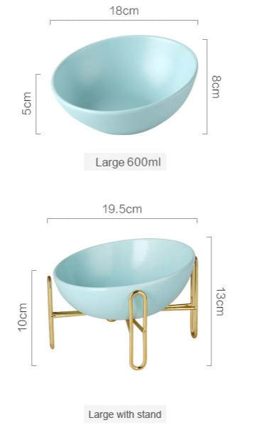 Bronze Stand Ceramic Pet Bowl in Tiffany-3