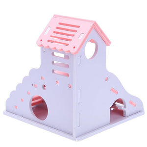 Colorful Wooden Hamster Sleeping Nest With Slide Toy And Small Bed-6