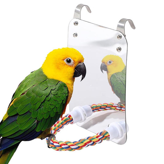 Acrylic Bird Mirror Toy: Enhance Your Parrot's Playtime!-0