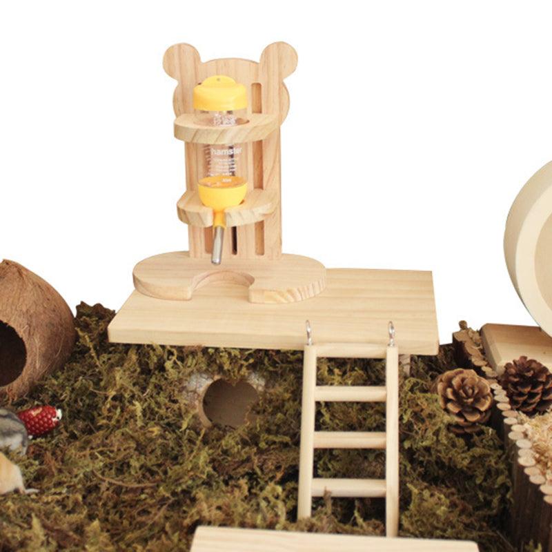 Adjustable Height Wooden Hamster Water Dispenser-5