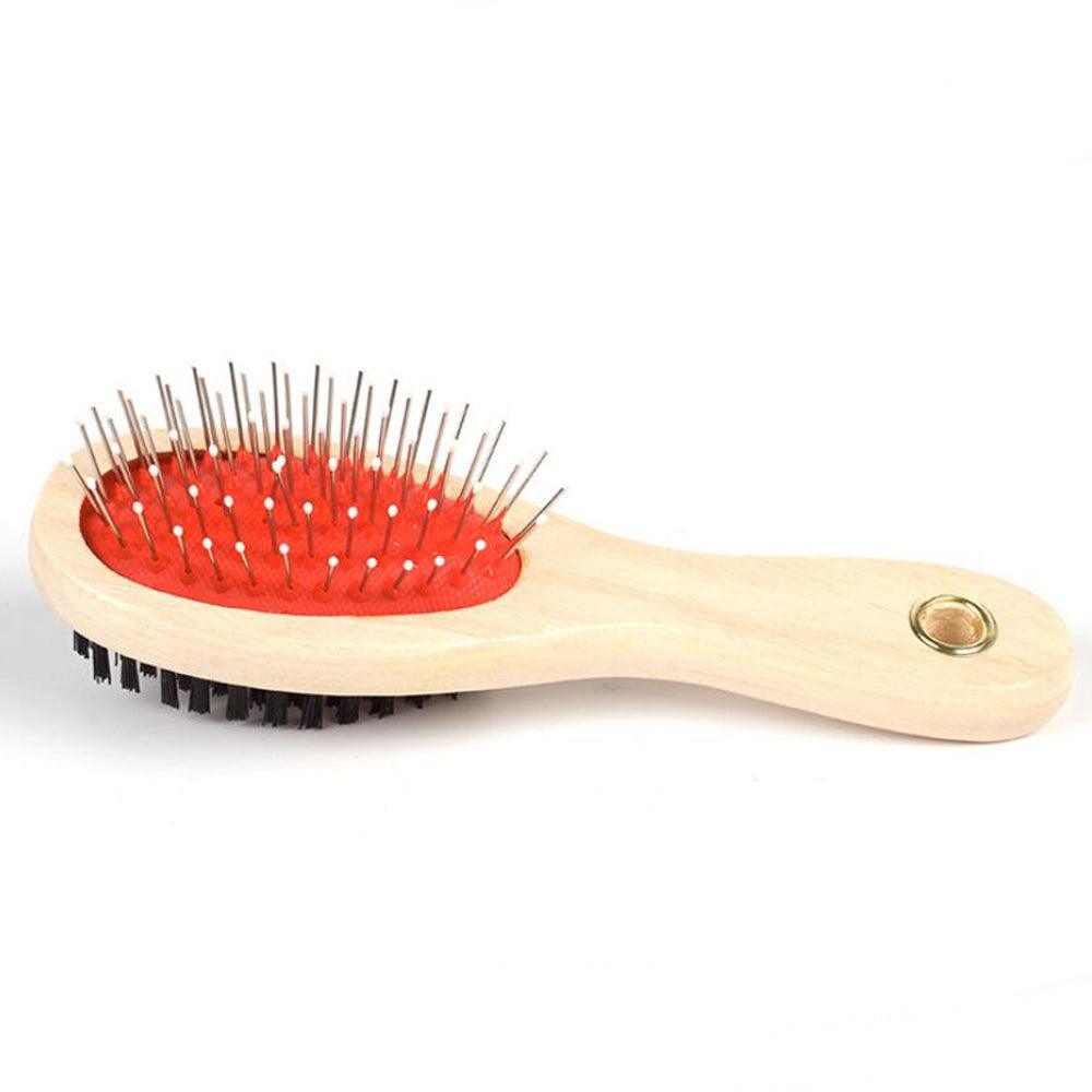 Adorable Dog Hair Grooming Dual-Use Comb With Wooden Handle-4