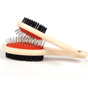 Adorable Dog Hair Grooming Dual-Use Comb With Wooden Handle-1