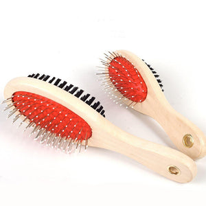 Adorable Dog Hair Grooming Dual-Use Comb With Wooden Handle-2