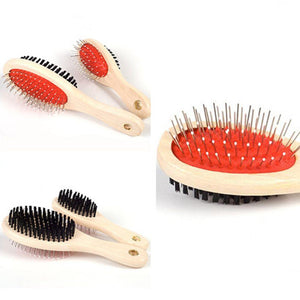 Adorable Dog Hair Grooming Dual-Use Comb With Wooden Handle-0