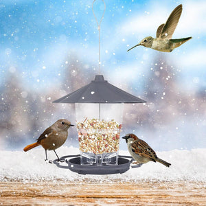 Foldable Bird Feeder With Removable Roof - Outdoor Garden Decor-6