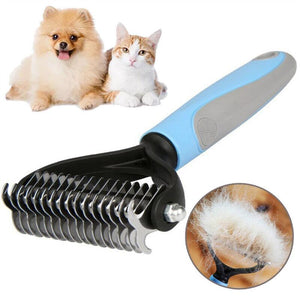 Grooming Brush For Pet Dog Cat Deshedding Tool Rake Comb Fur Remover Reduce 2-Side Dematting Tool For Dogs Cats Pets Grooming Brush Double Sided Shedding And Dematting Undercoat Rake Hair Removal Comb-0