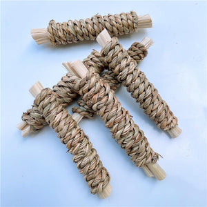 Bamboo Bliss Straw Molar Toy - Natural Water Grass And Sweet Bamboo Small Pet Grinding Toy-6