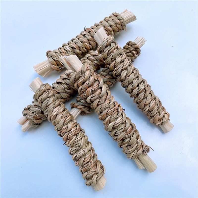 Bamboo Bliss Straw Molar Toy - Natural Water Grass And Sweet Bamboo Small Pet Grinding Toy-4