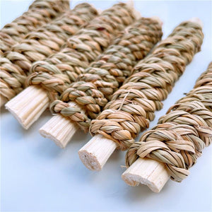 Bamboo Bliss Straw Molar Toy - Natural Water Grass And Sweet Bamboo Small Pet Grinding Toy-5