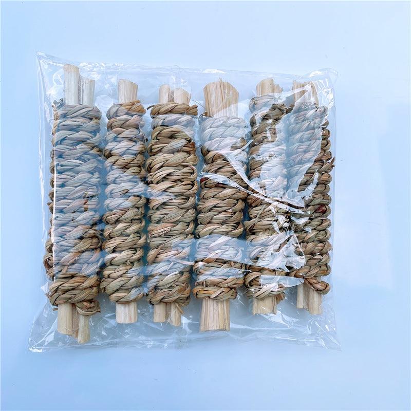 Bamboo Bliss Straw Molar Toy - Natural Water Grass And Sweet Bamboo Small Pet Grinding Toy-8