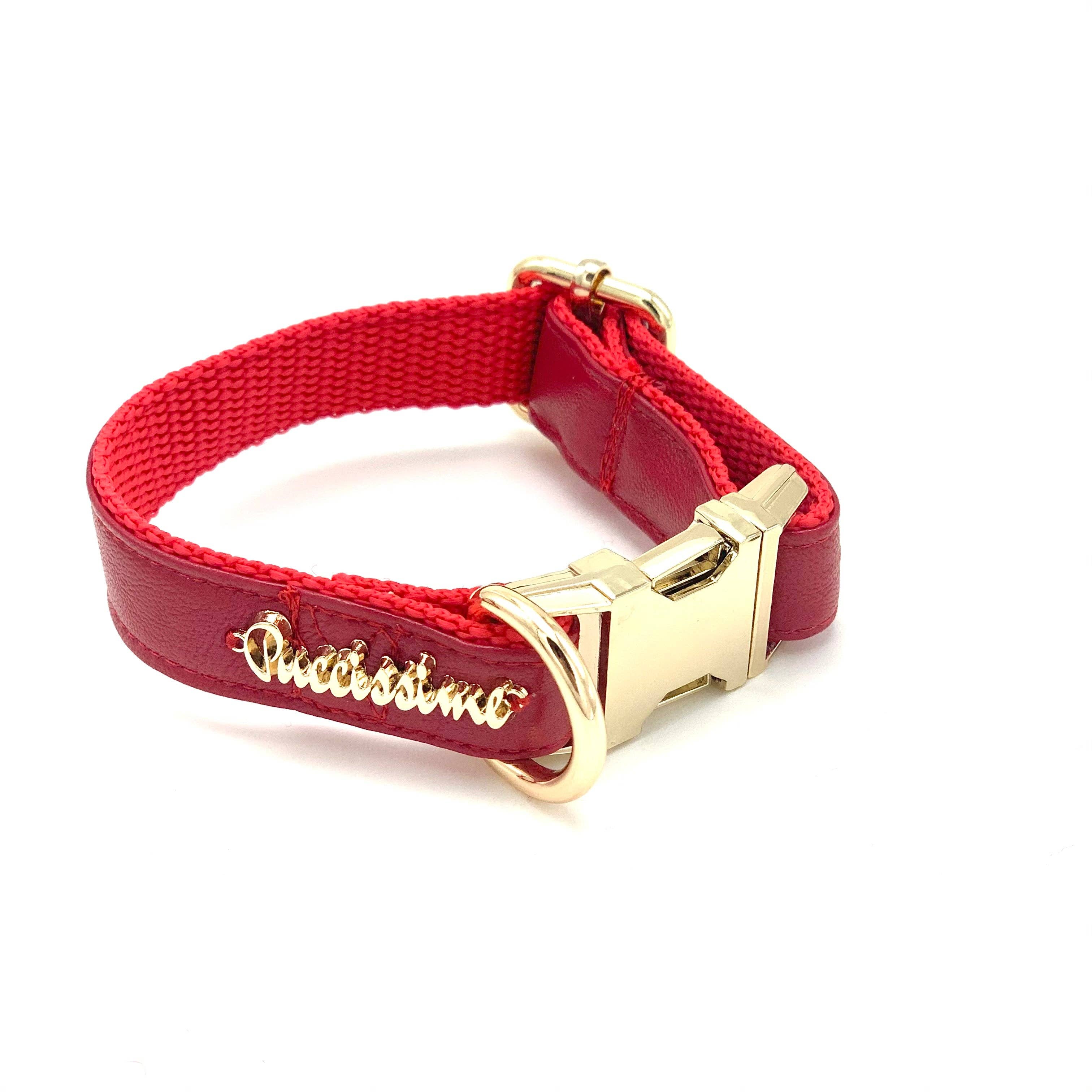 Cherry red leather collar