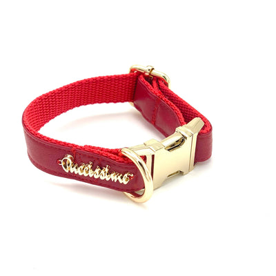 Cherry red leather collar