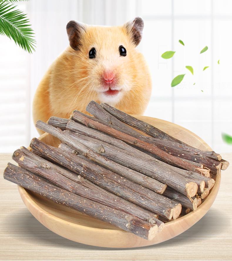 Wooden Bunny Bites: Natural Branch Chewing Snacks For Small Pets-0