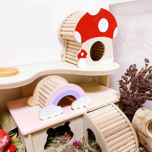 Wooden Hamster Adventure Tower - Interactive Multifunctional Toy-0