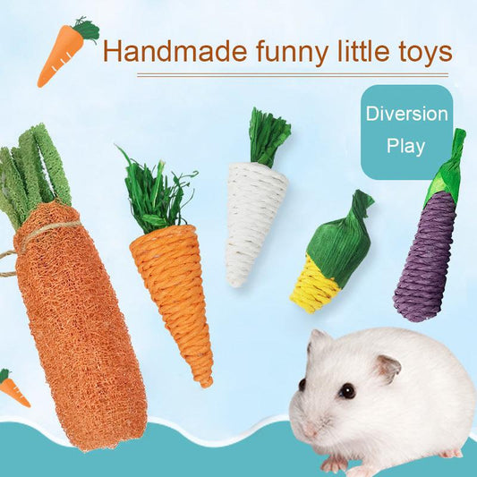 Natural Woven Carrot Hamster Toy - Fun And Eco-Friendly Molar Supplies-0