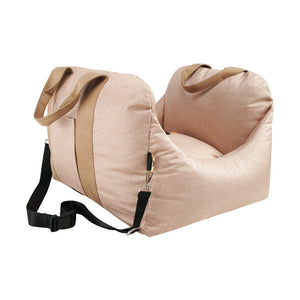 Plush Pet Booster Car Seat in Nude-0