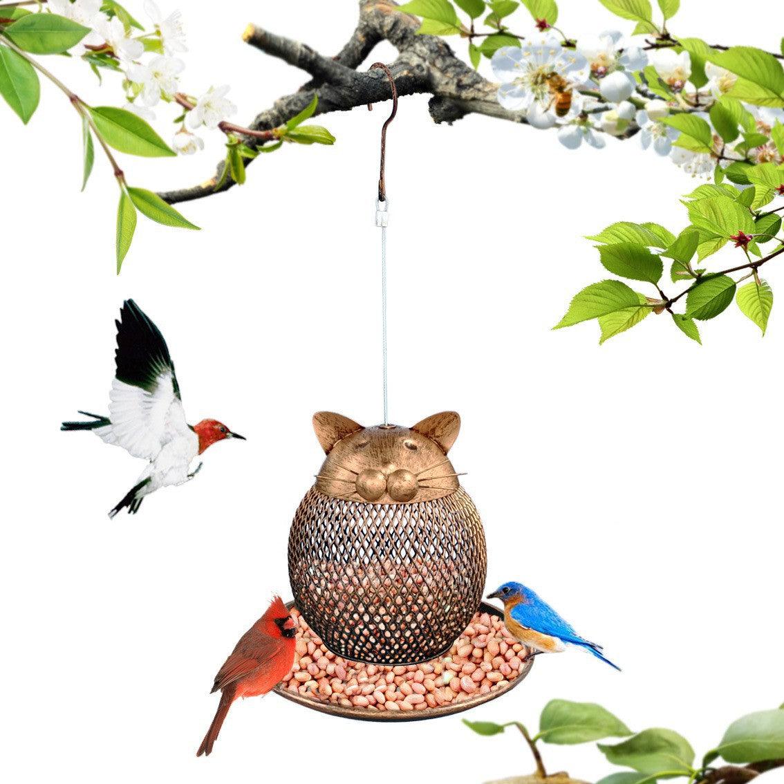 Cat Haven Bird Feeder: Charming Handmade Outdoor Decor For Feathered Friends-0