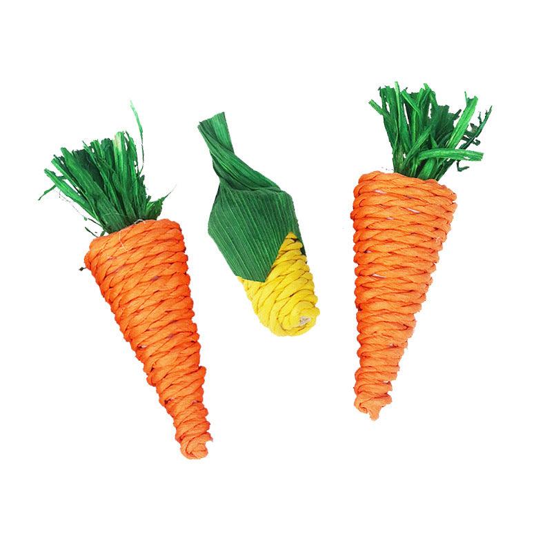 Natural Woven Carrot Hamster Toy - Fun And Eco-Friendly Molar Supplies-3