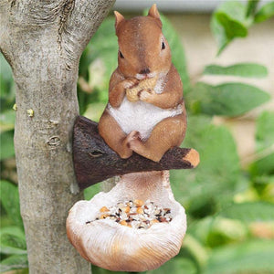 Rustic Woodland Squirrel Bird Feeder-4