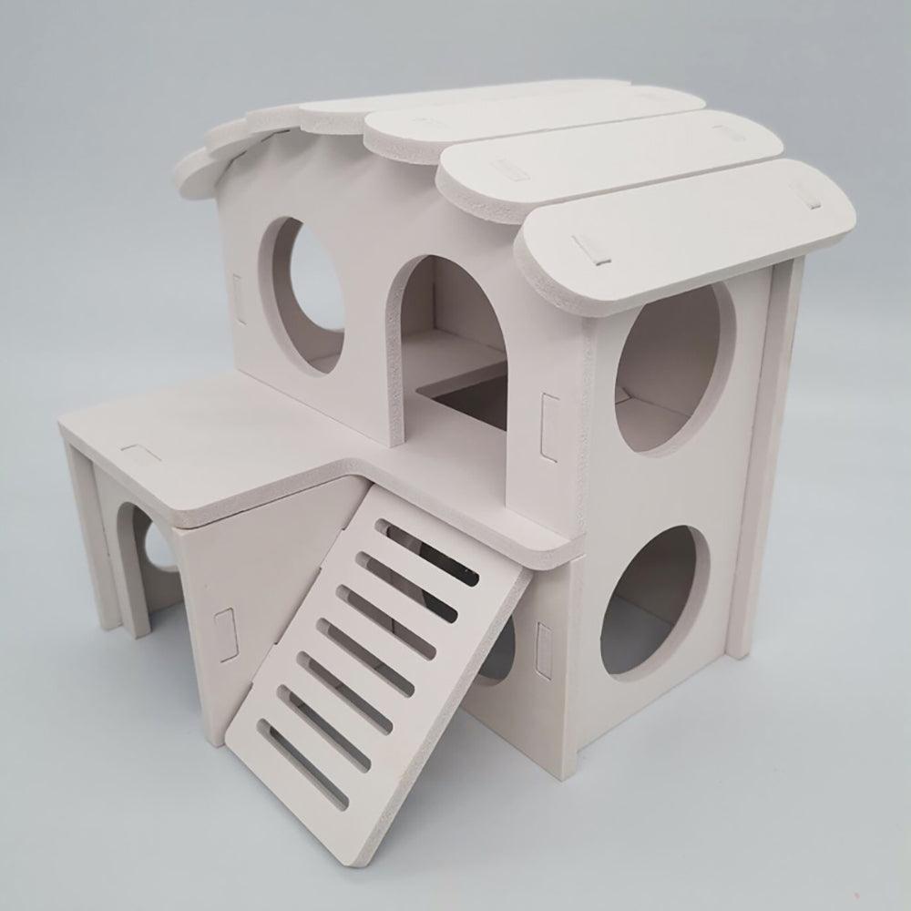 Colorful Double-Storey Hamster Sleeping Nest: A Stylish Wooden Villa Toy For Small Pets-1