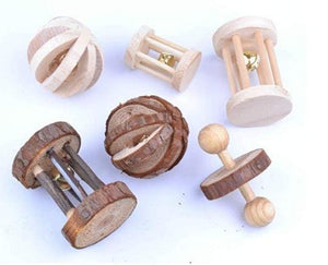 Wooden Pet Toy Combo: Hamster Bunny Parrot Cat Dog Molar Fun!-2