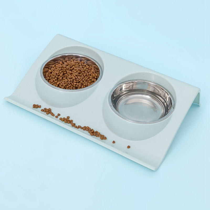 Pastel Double Stainless Steel Pet Bowl (Various Colours)-1